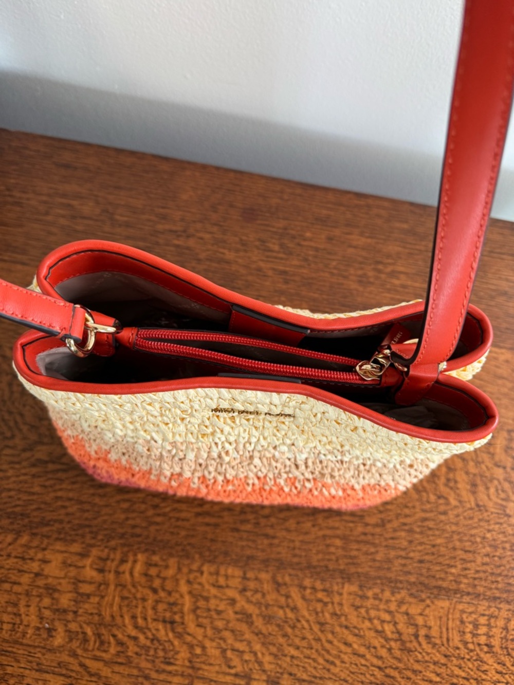 NWT Michael Kors Pratt Medium Straw Ombre Shoulder Bag - Picture 6 of 16